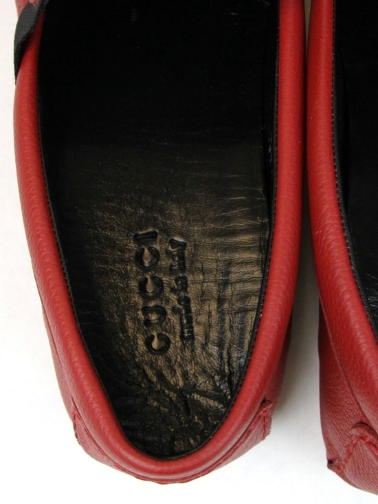 NIB Gucci Men\'s Red Leather Loafer Shoes Web 363835 G 8.5 main image 4